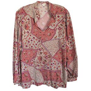 Vintage 1970s Patchwork Style Blouse 2x